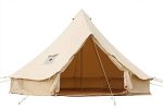 Luxurious All Season 4M Bell Tent with 5'' Range Jack, Fireplace Retardant Canvas Yurt Tent Included Zippered Flooring for 4-6 Particular person Tenting.