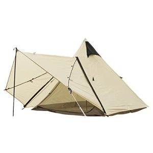 Tenting Teepee Tent Indian Tent Yurt with Display 4 Season Double Layers Waterproof Sunscreen Shelter Pyramid Spire Tents for Out of doors Mountaineering Looking (102.36‘’L x 82.68''W x78.74''H, Beige).
