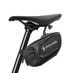 Bike Bag Below Seat, Bike Saddle Bag, 1.5L Waterproof Bicycle Bag, Moveable Storage Bag for Bike, Strap-On Biking Equipment, 3D Laborious Shell Bike Seat Bag Silver Reflective Strip for Mountain Street.