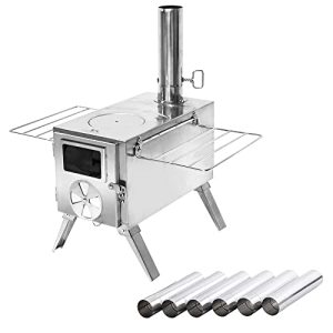 Premium Stainless Steel Wood Burning Stove with 6.2ft Chimney Pipes