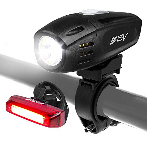 BV Tremendous Vivid USB Rechargeable Bike Gentle Set, Headlight with Taillight, Three Gentle Modes, Water Resistant IP44 - Suits All Bicycles with Two Mounting Choices, Bike Lights for Night time Using.