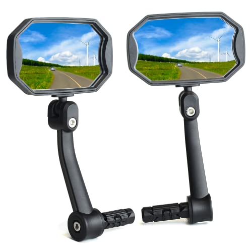 HD Convex Glass Bar End Bike Mirrors for MTB and E-Bikes - Scratch Resistant, Secure Rearview with Nylon Body and Aluminum Fixture (1 Pair).