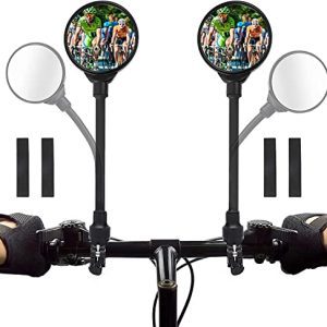 Stay Safe on Every Ride: Get Your Hands on 2 Pack Handlebar Rearview Mirrors with 360° Rotatable and Shockproof Design - Perfect for Mountain, Street Bikes, Electric Bicycles and Motorcycles.
