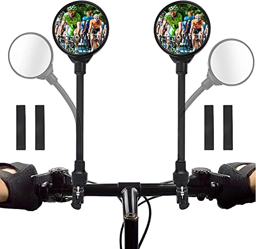 Stay Safe on Every Ride: Get Your Hands on 2 Pack Handlebar Rearview Mirrors with 360° Rotatable and Shockproof Design - Perfect for Mountain, Street Bikes, Electric Bicycles and Motorcycles.