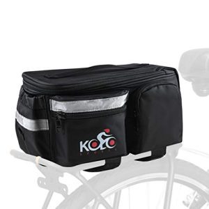 Ultimate Bike Luggage for Rear Rack: Waterproof Saddle Panniers with Padded Foam Bottom - Reflectors and Convertible Design - Shoulder Strap, Zipper Pockets, and Bottle Case Included.