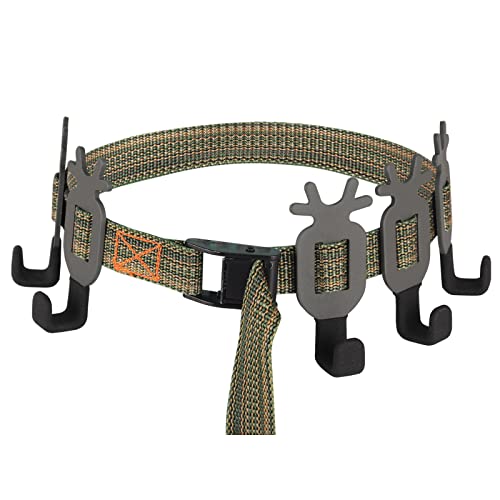 Easily Access Your Hunting Gears in the Field with Our Treestand Strap Gear Hangers - Multi-Hook Accessory Holder, NO Plastic Components, and Installs on Your Tree in Seconds (5 Hooks Set)