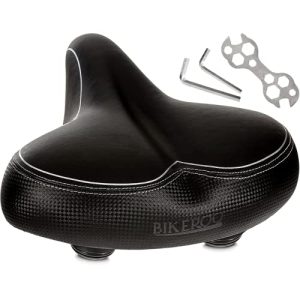 Comfortable Ride Guaranteed: Bikeroo Oversized Bike Seat - Fits Peloton, Exercise or Road Bikes - Bike Saddle Replacement with Extra Wide Cushion for Men & Women.