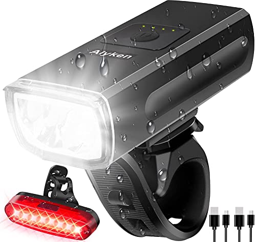 Bike Lights Set, Tremendous Brilliant Bicycle Mild USB Rechargeable Bike Lights for Evening Using Security Refracted Bike Mild 1200 Lumen IPX65 Waterproof 2+6 Modes Entrance Headlight and Rear Taillight.