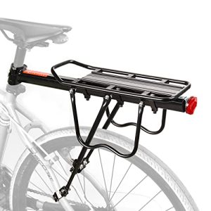 Adjustable Aluminum Alloy Bike Cargo Rack with Reflectors and Tools - Holds up to 110lbs / 50KGS - Suitable for 26"-29" Frames - Perfect for Bicycle Touring and Commuting.
