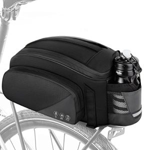Convenient and Waterproof Bike Rear Rack Bag: 12L Reflective Bicycle Trunk Bag with Water Bottle Holder - Backseat Storage Bag with Shoulder Strap for MTB Bike and E-Bike.
