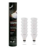 Pack of 12 premium feather badminton shuttles with durable, dense feathers for stable and long-lasting play