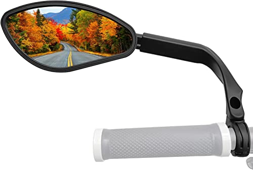 360° Rotatable and Adjustable Bike Mirror - Rearview Bicycle Mirror with Stretchable Arm for Handlebar Diameters 0.82-0.98 inches for E-bikes, Mountain Bikes, and Scooters