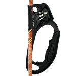 Hand Ascender CE Licensed Sturdy Rappelling Gear Tools with Ergonomic Rubber Deal with for Rock Climbing Tree Arborist, Climbing Rescue Caving, Mountaineering, 8~13MM Rope, Proper Hand，Black.