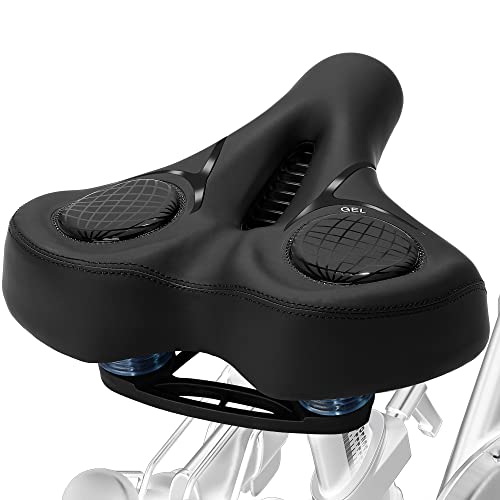 Experience Ultimate Comfort with our Oversized Bike Seat for Men and Women - Extra Wide Bicycle Seat Cushion with Comfortable Gel Padding - Perfect Replacement Saddle for Exercise, Stationary, Spin, Cruiser, Mountain, and Road Bikes.