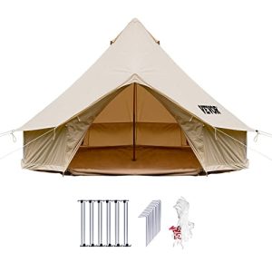 Luxury 100% Cotton Canvas Bell Tent with Stove Jack: 9.8ft/3m Waterproof Yurt Tent for Family Camping and Outdoor Adventures
