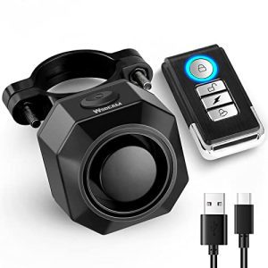 USB Rechargeable Bike Alarm with Distant, 110dB Loud Wi-fi Anti Theft Vibration Movement Sensor Automobile Safety Alarm System Waterproof Bicycle Trailer Motorbike Alarm.