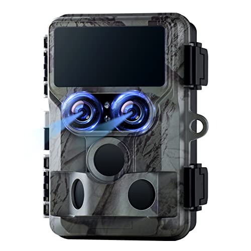 Wildlife Monitoring Solution: 4K Dual-Lens Starlight Night Vision Path Camera - 60MP, 0.1s Trigger, IP66 Waterproof Hunting Cam with WiFi & Bluetooth.