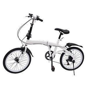 Carbon Steel Folding Mountain Bike - 20 Inch Wheels, 7-Speed, Heavy-Duty Kick Stand, Ideal for Men and Kids