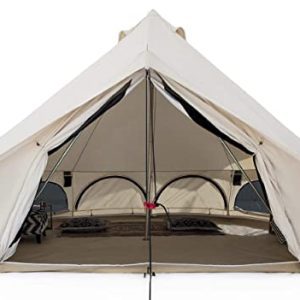 Avalon Canvas Bell Tent - Luxurious All Season Tent for Tenting & Glamping Made out of Premium & Breathable 100% Cotton Canvas w/Range Jack, Mesh (13' (4M), Water Repellent).