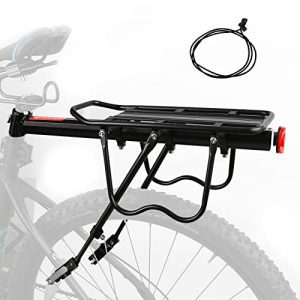 Upgrade Your Bike's Carrying Capacity with Our Fast-Release Adjustable Alloy Rear Bike Rack - Easy to Install with 100lbs Capacity for All Your Cargo Needs!