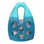 CE Certified 30kN Portable Climbing Pulley with Swing Plate for Zipline and Rock Rescue - Holds up to 6750lbs, Fits Rope up to 16mm (Blue).