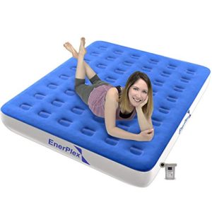 Blue Camping Air Mattress with Built-in Pump