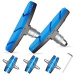 6 PCS Bike Brake Pads Set for Street and Mountain Bicycles - No Noise, No Skid, Front and Rear Wheel Compatible, with Hex Nut and Shims (Blue).
