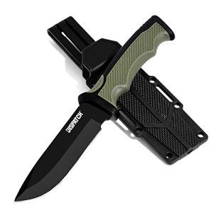 Dispatch 9" Tactical Fixed Blade Knife with Non-Slip Handle and Kydex Sheath for Camping, Hunting, and Travel.