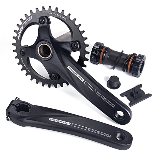 MTB Crankset 170mm 104BCD 36T with Bottom Bracket and Single Speed Chainring.