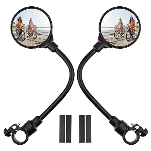 2-Pack Bike Handlebar Mirrors - Rotatable & Adjustable Wide-Angle Rear View, Shockproof Convex Design, Fits Most Bicycles.