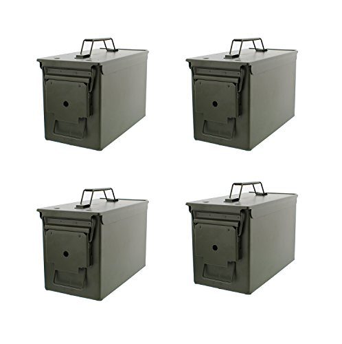 Redneck Convent 50 Cal Steel Ammo Can Set - 4 Pack Durable Metal Boxes for Secure Ammunition Storage.