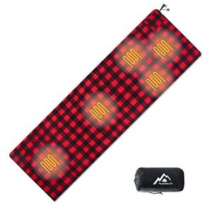 Heated Sleeping Bag pad, Heated seat Cushion, 5 Heating Zones, Operated by Battery Energy Financial institution or Different USB Energy Provide, Compact Bag Included. Black & Crimson Flannel..