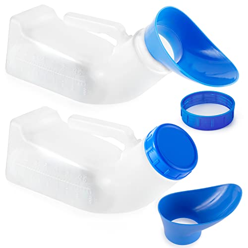 Portable Unisex Urinal Bottle (2 Pack) with Lid - 32 Oz Capacity for Emergency, Travel, Car & Camping - Stock Your Home