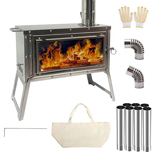 Outdoor Cooking: Tent Stove with Chimney Pipe for Winter Camping and Hunting