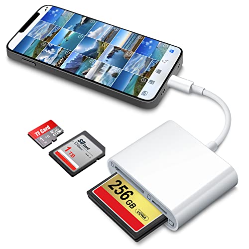 Universal Memory Card Reader for iPhone and iPad - Compatible with SD, CF, Micro SD and TF Cards - No App Needed