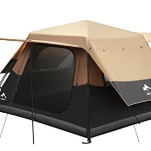 Spacious 8-Person Double-Layer Instant Cabin Tent: Easy Setup, Waterproof and Windproof, with Mesh Doors and Windows.