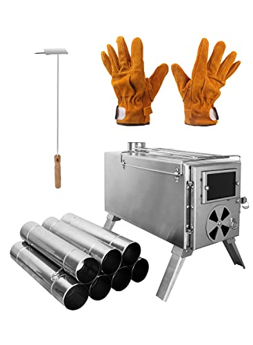 Tenting Range for Scorching Tents, LAMA 304 Stainless Metal Wooden Burning Range with Stainless Wall Chimney Pipes for Tents, Shelter, Outside Moveable Range for Tenting Heating and Cooking.