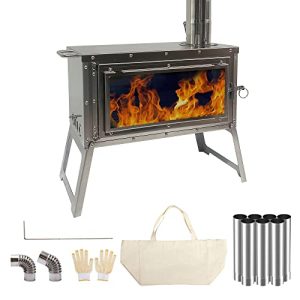 Portable Wood Burning Tent Stove for Outdoor Camping in Winter: Ideal for Shelter, Heating, Cooking, and Ice Fishing.