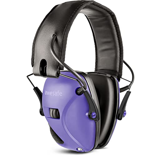 Shooter's Essential: Digital Shooting Ear Protection Headphones with Sound Amplification - Purple.