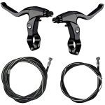 4-Piece Bicycle Brake Kit with 2 Aluminium Alloy Brake Levers and 2 Brake Cable Sets (Front & Rear) for Mountain/Road/MTB Bikes - Black.