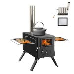 Portable Wood Burning Tent Stove with Pipe and Jack: Ideal for Camping, Ice-Fishing, Hiking, and More