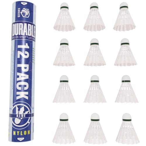 White Nylon Feather Badminton Shuttlecocks for Indoor and Out of doors Matches - Sturdy and Secure for Racket Video games and Baseball Observe - Set of Plastic Birdie Balls.