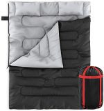 Zone Tech Double Tenting Sleeping Bag with 2 Pillows – 3-4 Season Light-weight Waterproof Heat & Cool Climate Grownup & Children Sleeping Bag Converts into 2 Single - Tenting, Mountaineering, Backpacking & Outside.