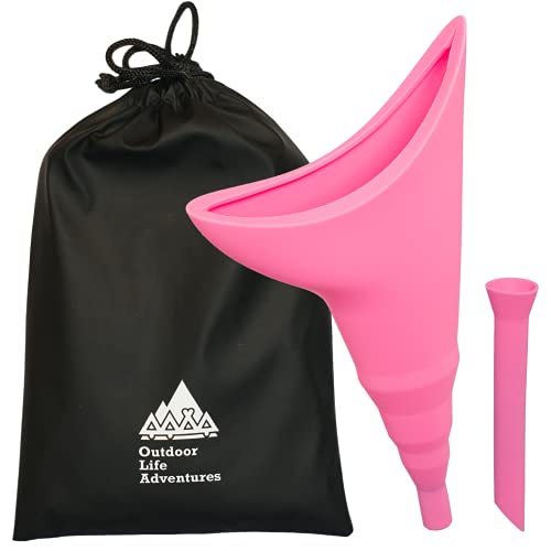 Feminine Urination Device: Convenient Solution for Festivals, Camping, Travel and Post-Surgery - Comes with Discreet Carry Bag (E-Pink)