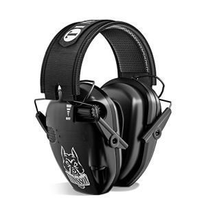 Digital Ear Protection for Shooting and Hunting: Noise Reduction Earmuffs with 23dB NRR and Black Headphones.