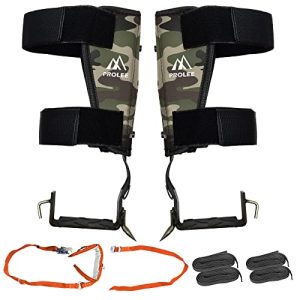 Adjustable Non-Slip Tree Climbing Gear with Free Safety Belt - Aluminum Pole Spurs for Hunting, Fruit Picking, and Observation (Camo).