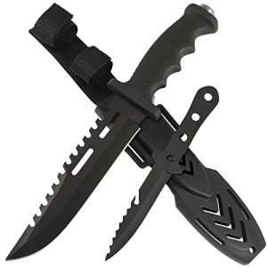 12" Dispatch Tactical Survival Hunting Fixed Blade Knife with Bonus Small Knife and Durable Sheath.