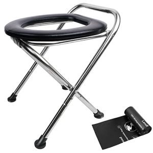 Outdoor Folding Toilet with Soft Pad for Camping - Portable Comfortable Travel Potty