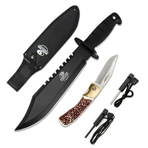  with Sheath, Sharpener, and Fire Starter - Tactical Gear for Camping, Hunting, and Outdoor Adventures