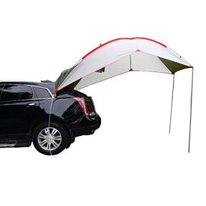 Wind Tour Portable Waterproof Car Rear Tent: Outdoor Camping Shelter for Beach, Car Tent Trailer Roof Top (Green+White).